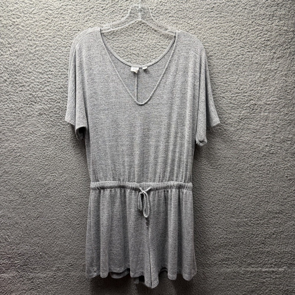GAP Romper Womens Size Small Gray Drawstring Waist Short Sleeve Jersey Romper